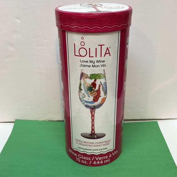 Lolita OPEN BEFORE CHRISTMAS Hand Painted Wine Glass 6011252 NEW IN BOX - Picture 8 of 10